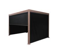 Monstershop Wood Effect Aluminium Pergola With Blinds - 3M X 3M In Brown Brown