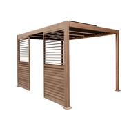 Monstershop Wood Effect Aluminium Pergola With Led Lights & 2 X Side Panels - 3M X In Brown Brown