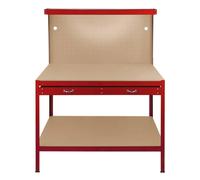 MonsterShop Workbench With Pegboard, Drawer And Light - Red