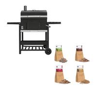 XL BBQ Smoker Charcoal Barbecue Grill Portable Trolley Wood Chips Chunks