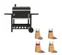 XXL BBQ Smoker Charcoal Barbecue Grill Portable Trolley Wood Chips Chunks