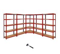 Monstershop Z-Rax 90Cm Corner Racking Bundle: Corner Shelving & 4 Garage Racking Bays In Red Red One Size