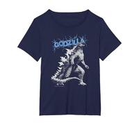 Monsterverse Godzilla Crackle - Officially Licensed T-Shirt, Women's Plus, Navy Blue, 5X