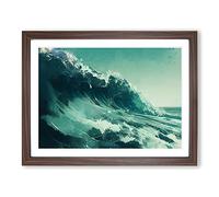 Monstrous Ocean Wave Framed Print | A2 Walnut Framed Wall Art | Ready to Hang | Modern Nautical Picture | Living Room Bedroom Lounge Office
