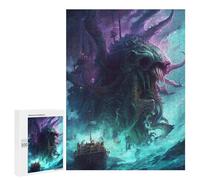 Monstrous Sea Beast Attacking Ship -1 - Wooden Jigsaw Puzzle for Adults, 500 PCS, New Year Party Activity - to Assemble, Frame And Display