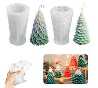 Monsully 2Pcs Christmas Tree Silicone Moulds, Christmas Tree Style 3D Molds Silicone Candle Moulds Xmas Aromatherapy Plaster Mold Xmas Party Home Decor Handmade, for Resin DIY Handmade Gifts