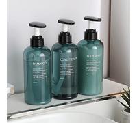 Monsully 3 Pack 300ml Shampoo Dispenser, Empty Plastic Pump Bottles for Bathroom Kitchen (Blue)