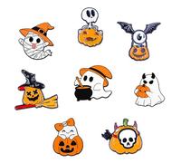 Monsully 8 Pcs Cute Enamel Pins, Halloween Skull Spooky Skeleton Horror Pumpkin Ghost Brooch, Cartoon Enamel Brooch, Pins Set, Cartoon Funny Jewelry Gift for Kids Friends