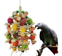 Monsully Parrot Chew Toy Bird Chewing Toy Colourful Natural Safe Wood Block Strong Chewing Toy Hanging Macaw Toy for African Grey Parrots, Macaws, Cockatoos and other Small and Medium-Sized Parrot