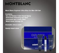 Montblanc Explorer Ultra Blue Gift Set 7.5ml Eau De Parfum + 30ml Face Cream + 30ml Cleansing Gel