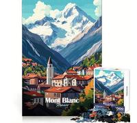 Mont Blanc Mountain Village Jigsaw Puzzle 1000 Piece for Teenagers Memory Build Vivid Color Playful Challenge Great Gift (38x26cm)