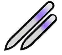 Mont Bleu Best Set of 2 Color Crystal Nail Files - Handmade - Genuine Czech Tempered Glass - Premium Glass Nail File in Case