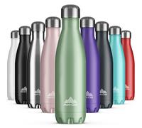 Mont-Clair Stainless Steel Water Bottle, Vacuum Insulated - BPA Free, 12h Hot & 24h Cold Drinks, Metal Water Bottle 500ml Leakproof, Ideal for Adult, Kids, Running - Summer Green