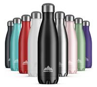 Mont-Clair Stainless Steel Water Bottle, Vacuum Insulated - BPA Free, 12h Hot & 24h Cold Drinks, Metal Water Bottle 500ml Leakproof, Ideal for Adult, Kids, Running - Black