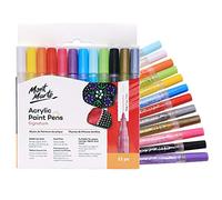 MONT MARTE Acrylic Paint Pens Set - 12 Pieces - Acrylic Markers with fine 1mm Tip - For Drawing, Handlettering, Journaling, painting Stones