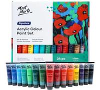 MONT MARTE Acrylic Paint Set 24 Colours 36ml, Perfect for Canvas, Wood, Fabric, Leather, Cardboard, Paper, MDF and Crafts