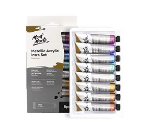 MONT MARTE Acrylic Paint Set - Metallic - 8 pieces, 18 ml tubes - Ideal for Acrylic Painting - Brilliant lightfast colours with high Opacity