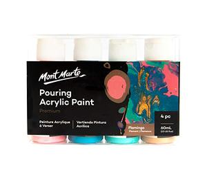 Mont Marte Acrylic Paints Pouring Set - Flamingo - 4 x 60ml - Pre-mixed with Medium - Pink, Phthalus Turquoise, Turquoise, Rose Gold