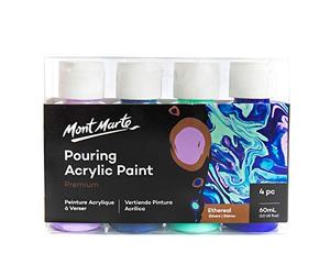 MONT MARTE Acrylic Pouring Paint Set Ethereal - 4 pcs x 60ml - Premixed with Pouring Medium - Light Purple, Dark Purple, Mint Green, Ultramarine Blue