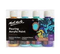 MONT MARTE Acrylic Pouring Paint Set Golden Beach - 4 pieces x 120ml - Acrylic Pouring - Premium Acrylic Paints premixed with Pouring Medium - Gold, Turquoise, Light Blue, Ultramarine Blue