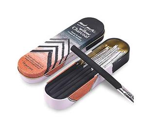 MONT MARTE Charcoal Pencils Set - 10 pieces in different Sizes - Black Charcoal Pencils for Drawing - Drawing Pencils in Aluminium Case
