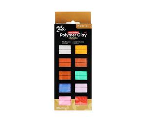 Mont Marte Polymer Clay Set Metallic - 10 Pieces - 100g - Soft, Even Texture - Easy to Shape - Clay for Pottery, Modelling and Handicraft