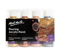 MONT MARTE Premium Acrylic Pouring Paint Set, Metallic, 4 x 4oz (120ml) Bottles, Pre-mixed Acrylic Paint, Suitable for a Variety of Surfaces Including Stretched Canvas, Wood, MDF and Air Drying Clay.