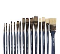 Mont Marte Premium Brush Wallet Set, 15 Piece, Includes Hog Bristle and Taklon Brushes, Suitable for Watercolor, Acrylic, Oil, Gouache and Tempera Painting