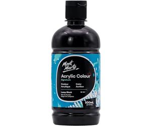 MONT MARTE Signature Black Acrylic Paint, 16.9oz (500ml), Semi-Matte Finish, Suitable for Canvas, Wood, Fabric, Leather, Cardboard, Paper, MDF and Crafts