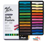 MONT MARTE Soft Pastels in Tin Box Signature 24pc, 24 Assorted Colours, Vibrant Pastel Sticks, Great Blending, Comes in Storage Case, Ideal For Art, Craft, Colouring and Sketching
