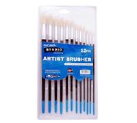 Mont Marte Studio Artist Brushes 12Pc Round 1-12, Black, Standard