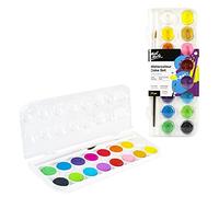 MONT MARTE Watercolour Paint Set - 16 brilliant Colours - High pigmentation - Including Paint Brush - Ideal for Watercolour Painting