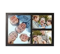 MONT PLEASANT Collage Picture Frame for Wall with 3 Openings Frames for 8 by 10 Picture or Photo,Two 5X7, Made of High Definition Glass Wall Display or Tabletop Display (Black)
