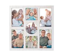 MONT PLEASANT Picture Frame Collage 4x6 and 4x4 Photos Display - 7 Openings Collage White Picture Frame Wall Decor for Tabletop Stand and Wall Mounting Frames Collage for Home Decor Family Gifts