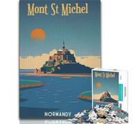 Mont Saint Michel 1000 Piece Jigsaw Puzzle for Adults Teens,Staycation Kill Time Every Piece Is Unique - Challenging Family Fun Game 75x50cm