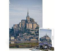 Mont Saint Michel Abbey 1000 Pieces Jigsaws Adults Puzzles Gifts DIY Play Rich Detail Hard Challenge Xmas Fun Gift (38x52cm)