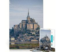 Mont Saint Michel Abbey 1000 Pieces Jigsaws Adults Puzzles Gifts DIY Play Rich Detail Hard Challenge Xmas Fun Gift (38x52cm)