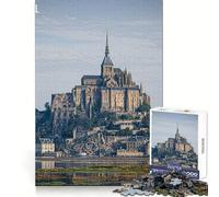 Mont Saint Michel Abbey Jigsaw Puzzle for Adults 1000 Pieces Sharp Thinking Clean Joint Fun Activity Birthday Surprise (38x26cm)