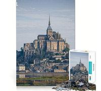 Mont Saint Michel Abbey Jigsaw Puzzle for Adults 1000 Pieces Sharp Thinking Clean Joint Fun Activity Birthday Surprise (38x26cm)