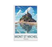 Mont St Michel France Vintage Travel Poster Landscape 08x12inch(20x30cm) Canvas Wall Art Posters for Living Room Decor Paintings for Home Decor