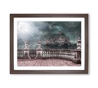 Mont St. Michel In Normandy France In Abstract Modern Art Framed Print | A4 Walnut Framed Wall Art | Ready to Hang | Abstract Fantasy Picture | Living Room Bedroom Lounge Office