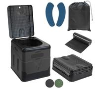 Montafox Foldable Camping Toilet Portable Loo Campervan WC Collapsible | 12 Bags, Max 150 kg, Adults, Folding Mobile Outdoor Toilets, Storage Box, Camp, Van, Caravan, Chemical Free, Fishing