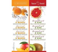 Montagne Jeunesse 7th Heaven Face Food Twin Masks Apricot & Mango Exfoliating Mask & Self Heat Mask Grapefruit & Kiwi 2 x 6ml