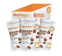 Montagu 10x Brain Food Trail Mix with Raisins, Walnuts, Pecans, Apple, Flax and Chia Seeds, High in Omega-3 and Fiber, Cholesterol-Free, Low Sodium, 100g Per Pack