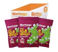 Montagu Apple Sour Wiggles - Healthy Fruit Snacks with No Added Sugar - Gluten-Free, Low-Calorie Treats - 400g (10 x 40g)