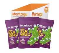 Montagu Cherry Sour Wiggles - Healthy Fruit Snacks with No Added Sugar - Gluten-Free, Low-Calorie Treats - 400g (10 x 40g)