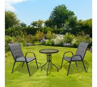 Montagu Garden Bistro Set Dark Grey Round 60cm Table by Croft - 2 Seats