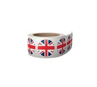 Montalti 500 Stickers United Kingdom Flag 2.5 x 2.5 cm - Union Jack Flag Sticker - Labels on Roll - Red