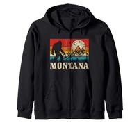 Montana Bigfoot Vintage Mountains Hiking Camping Hunter Gift Zip Hoodie