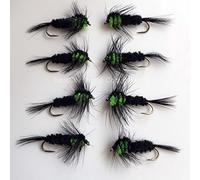 Montana Fly Fishing Flies - Fluorescent Green Wet Trout Flies Size 10, 8 Pack - Ideal for Trout, Carp & Coarse Fishing